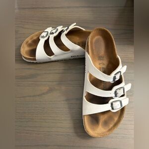 White three strap Birkenstocks